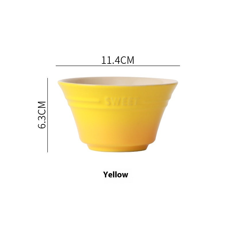 Colorful Gradient Ceramic 45-inch Bamboo Hat Rice Bowl Creative Home
