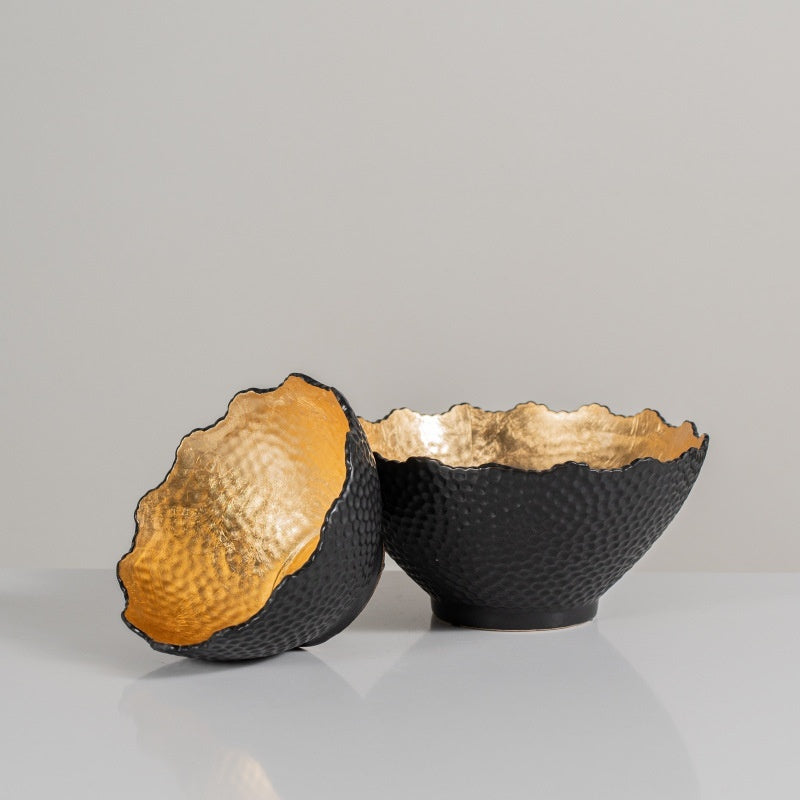 Handmade Ceramic Baking Black Hot Stamping Aluminum Storage Tray