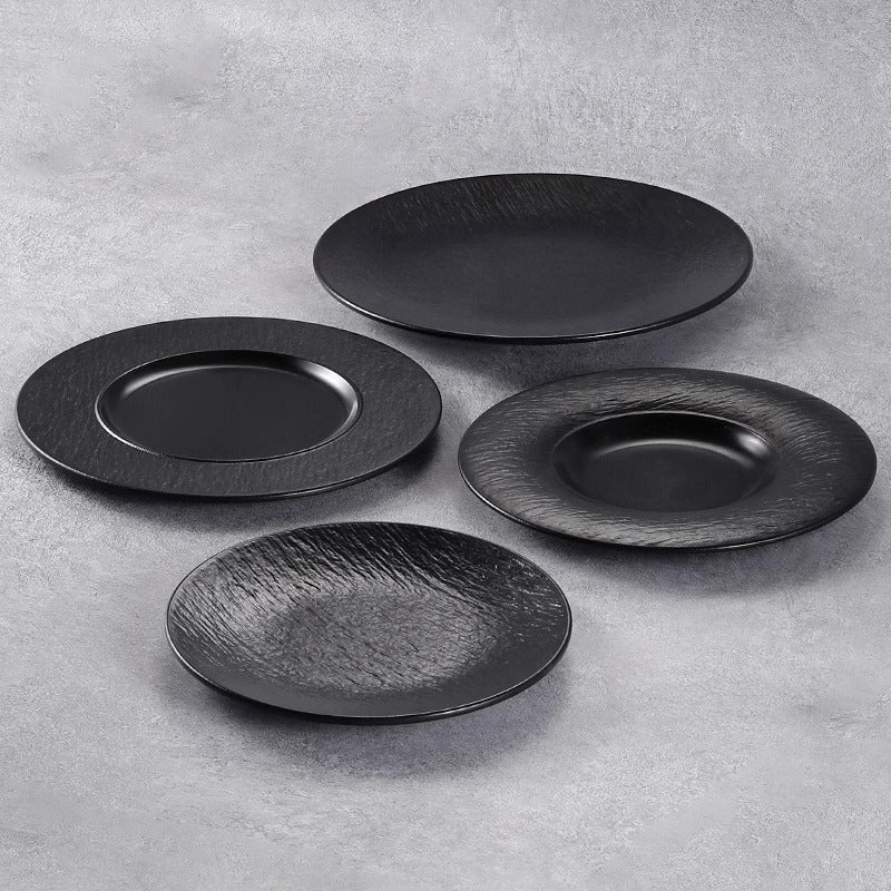 Black Hot Pot Food Plate Barbecue Plate
