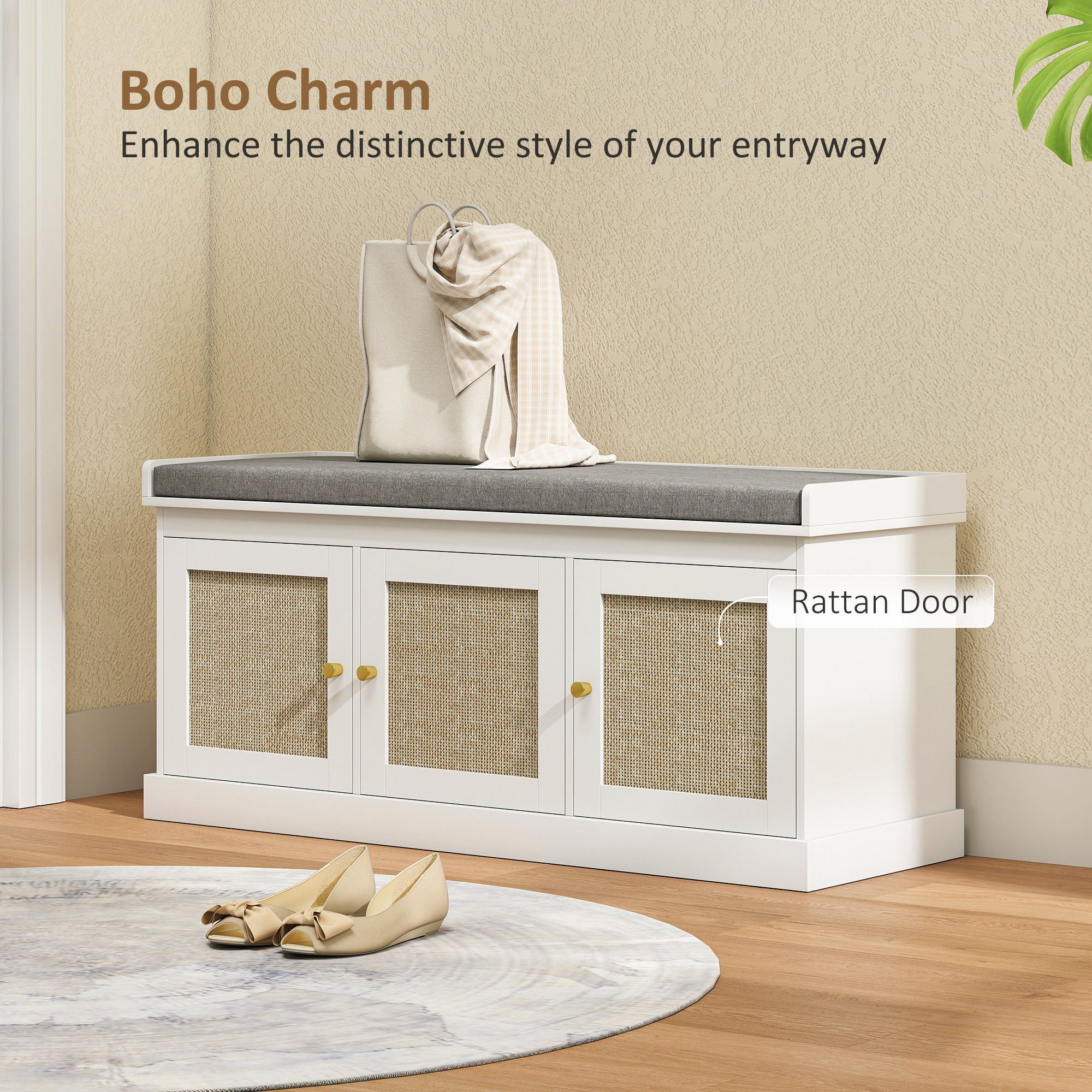 Panca portascarpe con ante intrecciate