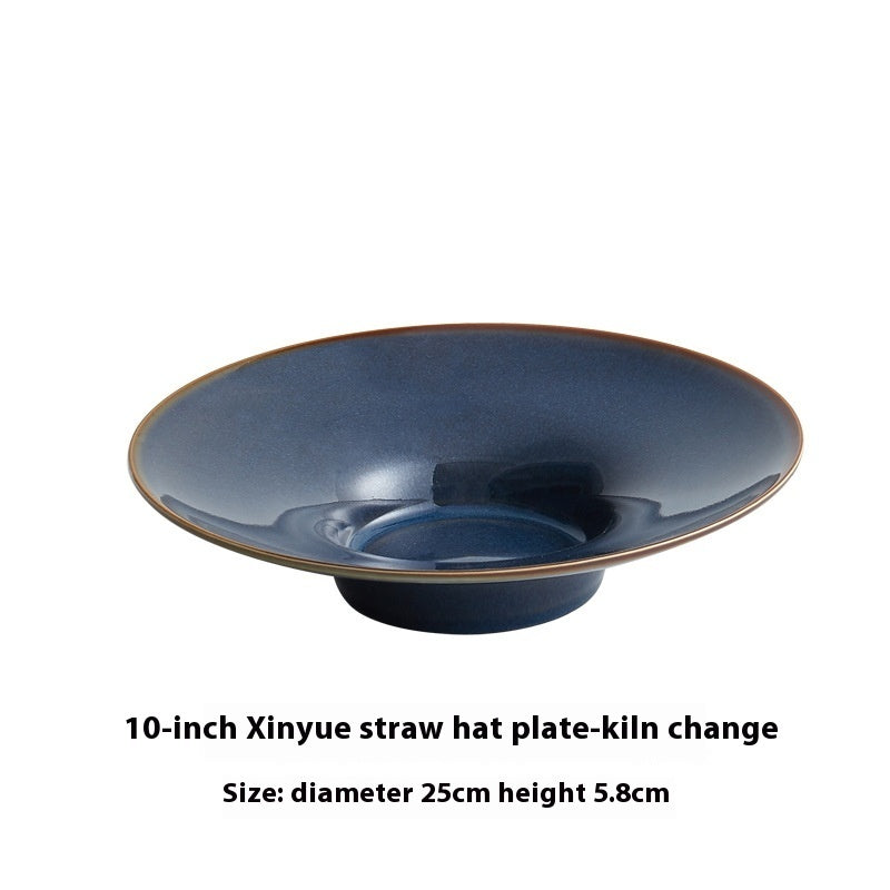 Creative Ceramic Straw Hat Plate Japanese Italian Pasta Dish