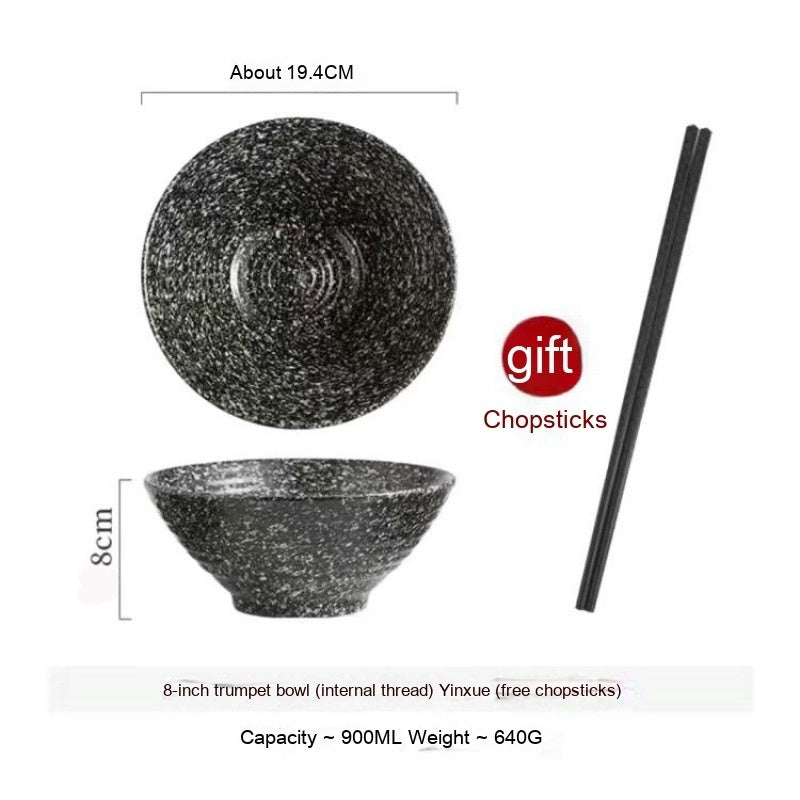 Frosted Tableware Bright Noodles Household Large Bowl Plate Ceramic