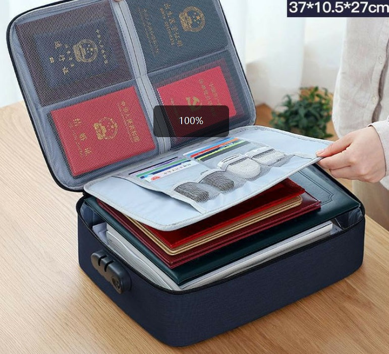 Multi-functional Travel Storage Bag, Cationic Waterproof Organizing Zipper Bag, File And Passport Storage Bag With Combination Lock
