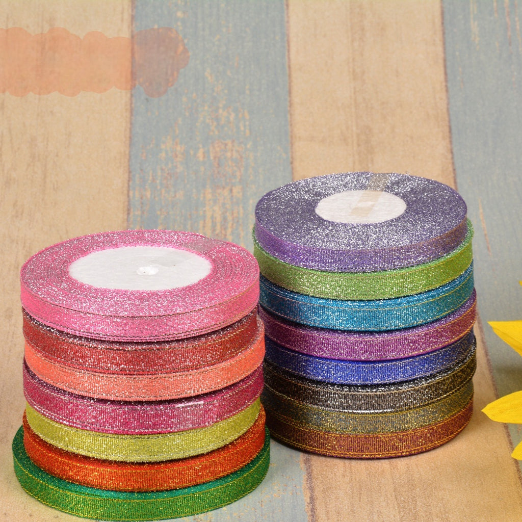 Bow Gold Silk Silver Polyester Ribbon