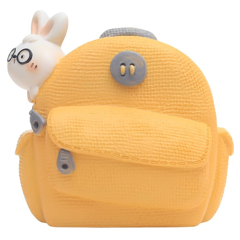 Creative Home Cartoon Rabbit Bear Backpack Flower Pot Desktop Storage Pen Holder