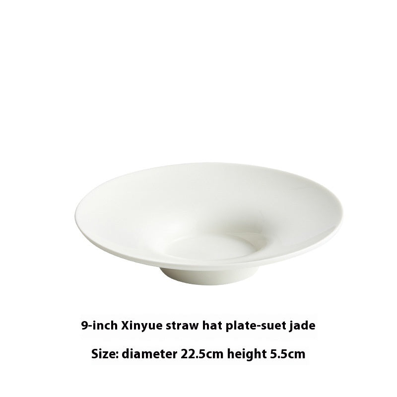 Creative Ceramic Straw Hat Plate Japanese Italian Pasta Dish