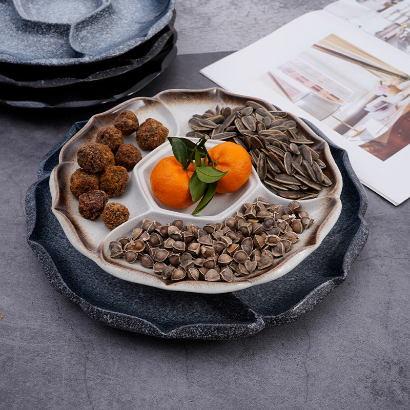 Japanese-style Ceramic Compartment Tray Four-grid Marinated Meat