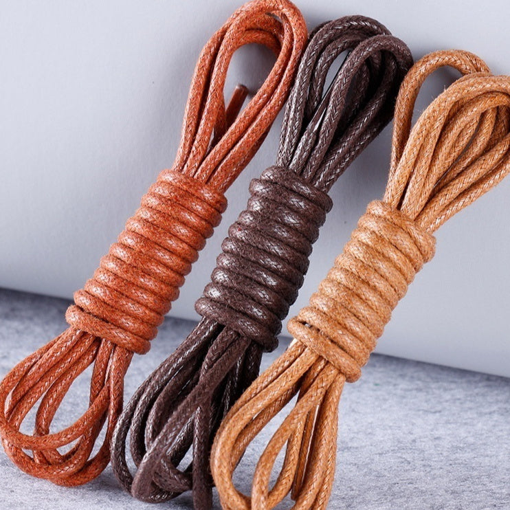 Leather Shoes Boots Wax Rope Round Shoelace A Pair