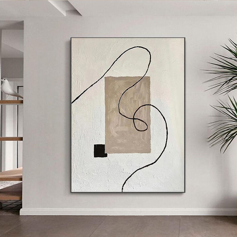 Pure Hand Drawing Minimalist Black And White Living Room Decorative Painting