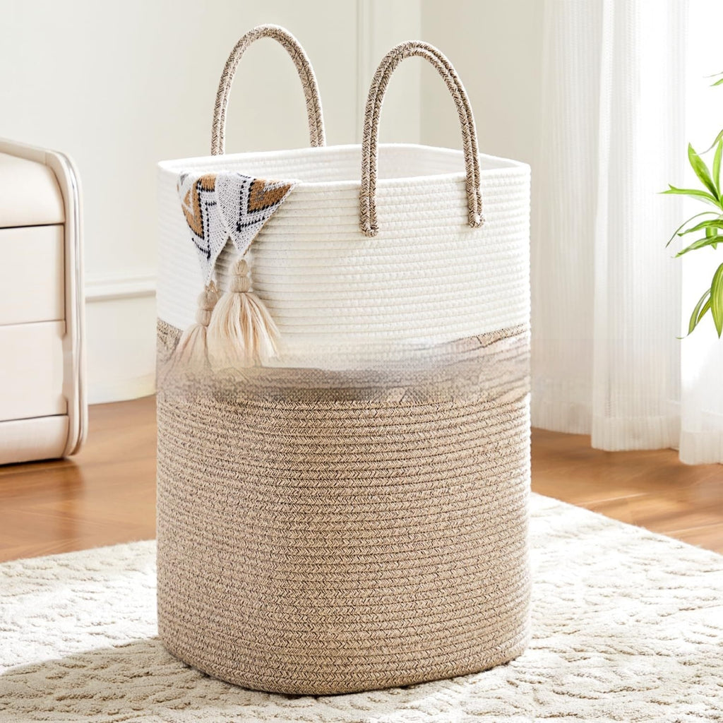 Portable Square Cotton String Foldable Storage Basket