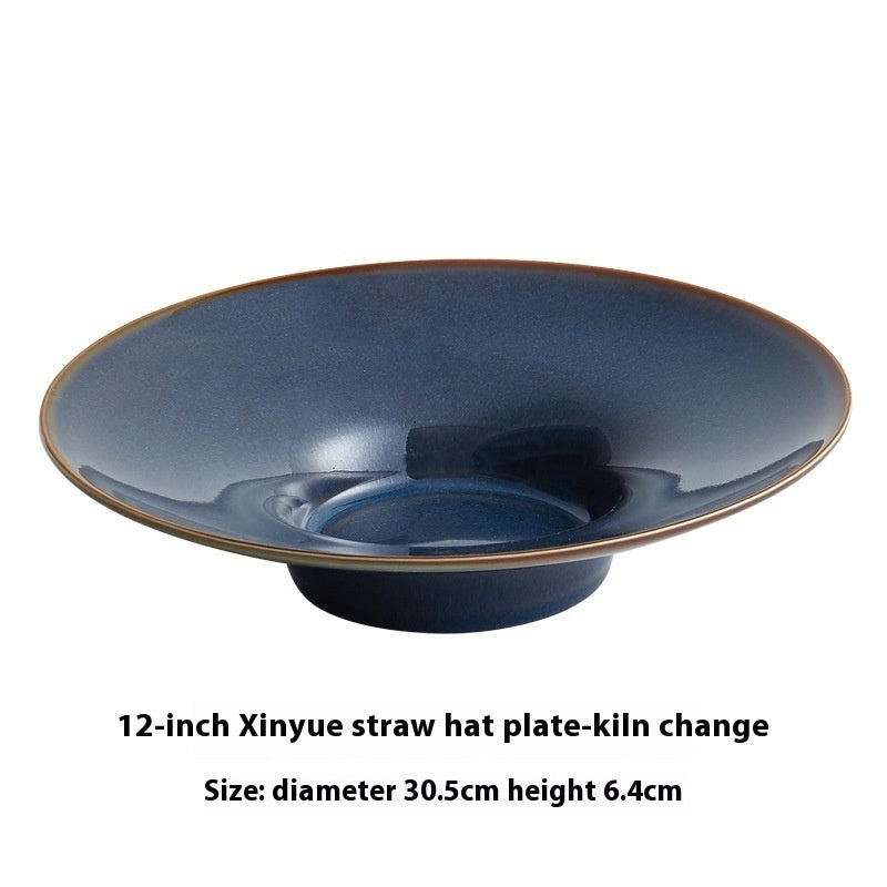 Creative Ceramic Straw Hat Plate Japanese Italian Pasta Dish