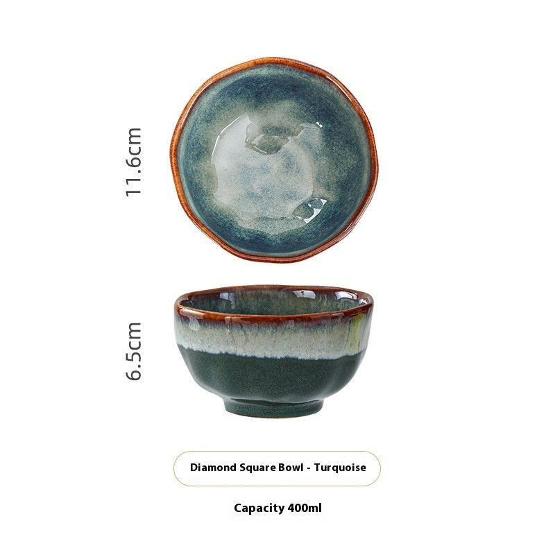 Household Bowl Dish & Plate Ceramic Fambe Tableware