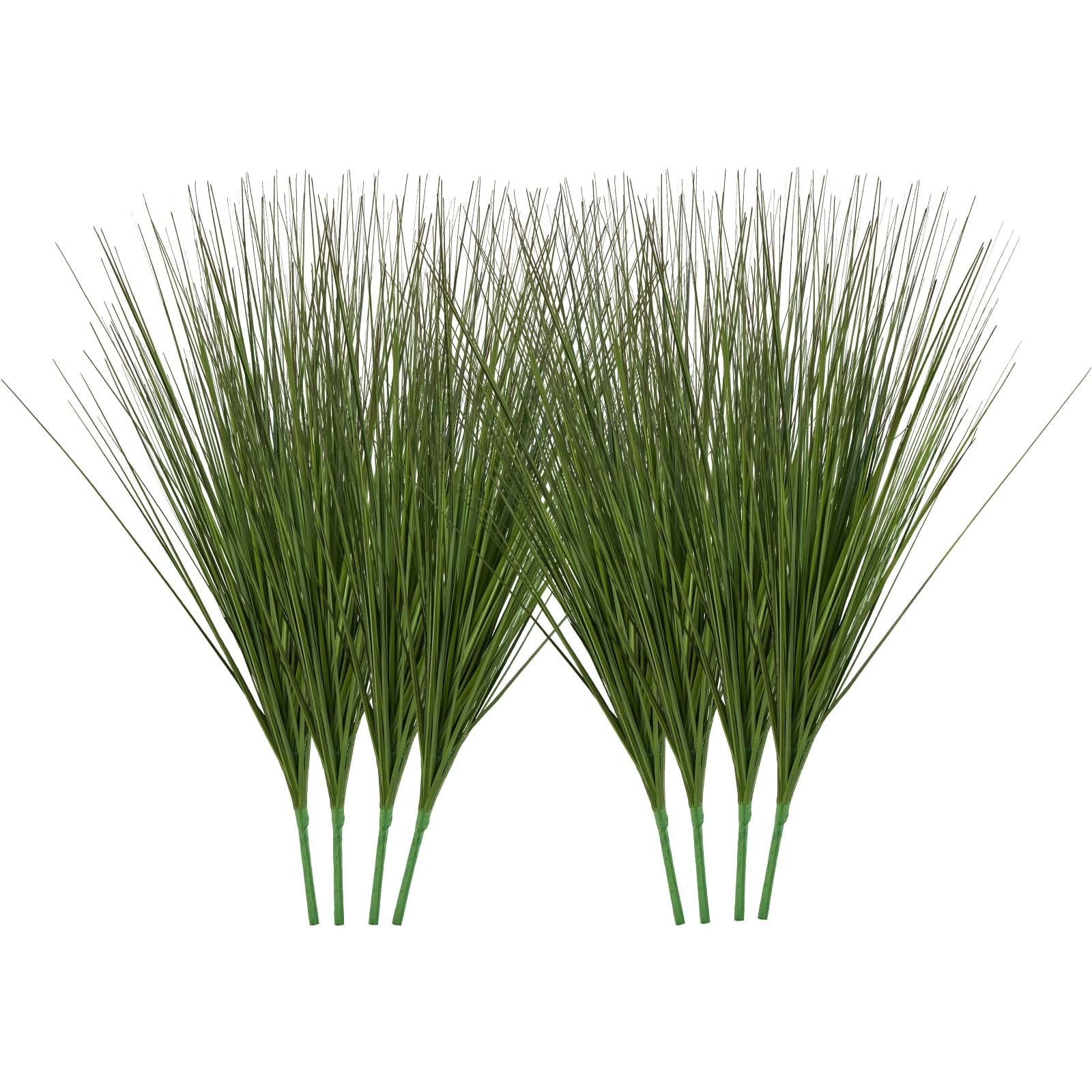 Pianta di erba artificiale, erba di cipolla finta da 27 pollici, arbusti verdi finti, PVC di alta qualità per interni ed esterni, casa, giardino, ufficio, decorazione della stanza, inaugurazione della casa, confezione da 8 verde