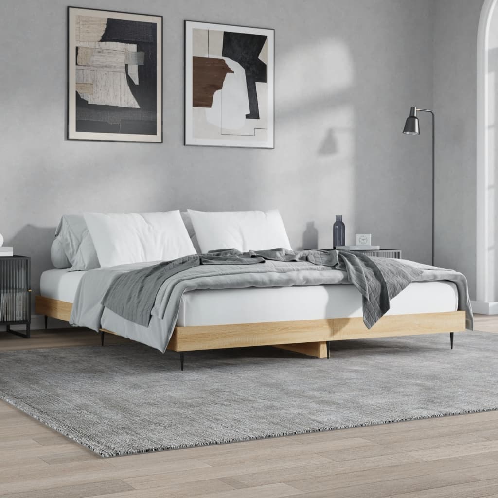 Struttura letto senza materasso in legno composito di rovere Sonoma