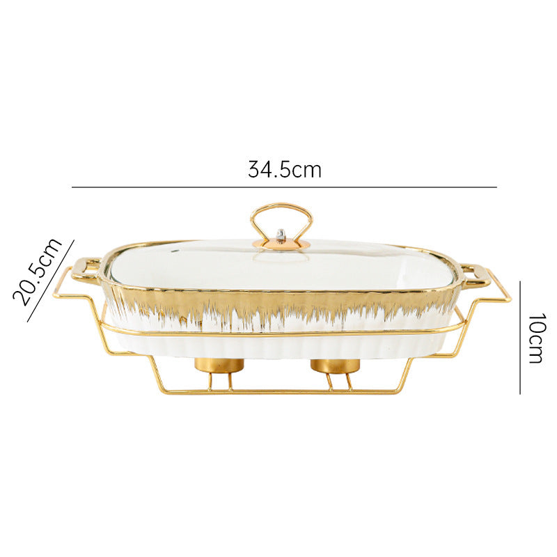 Household Creative Double-ear Square Casserole With Lid