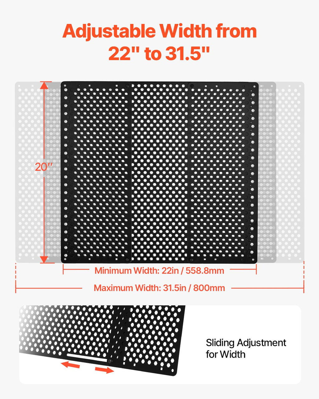 RV Screen Door Protector, Adjusts From 22 To 31.5 Inch, Adjustable Door Grille, Easy To Install, Reinforced Breathable Honeycomb Holes, Iron Camper RV Entry Protector For Pet Protection, Black