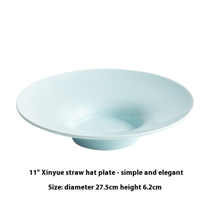 Creative Ceramic Straw Hat Plate Japanese Italian Pasta Dish