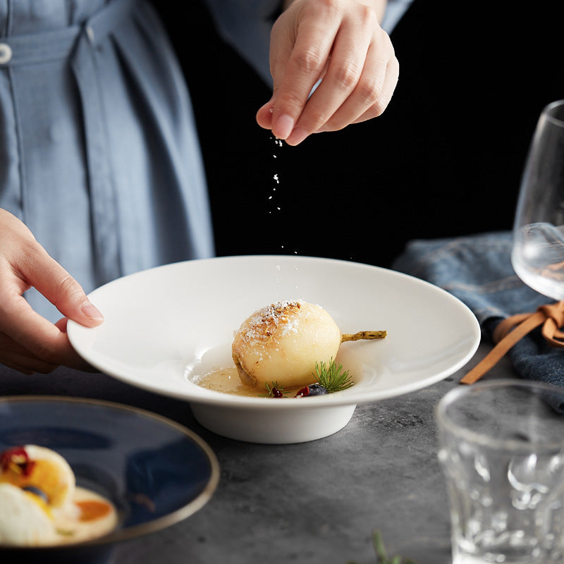 Creative Ceramic Straw Hat Plate Japanese Italian Pasta Dish