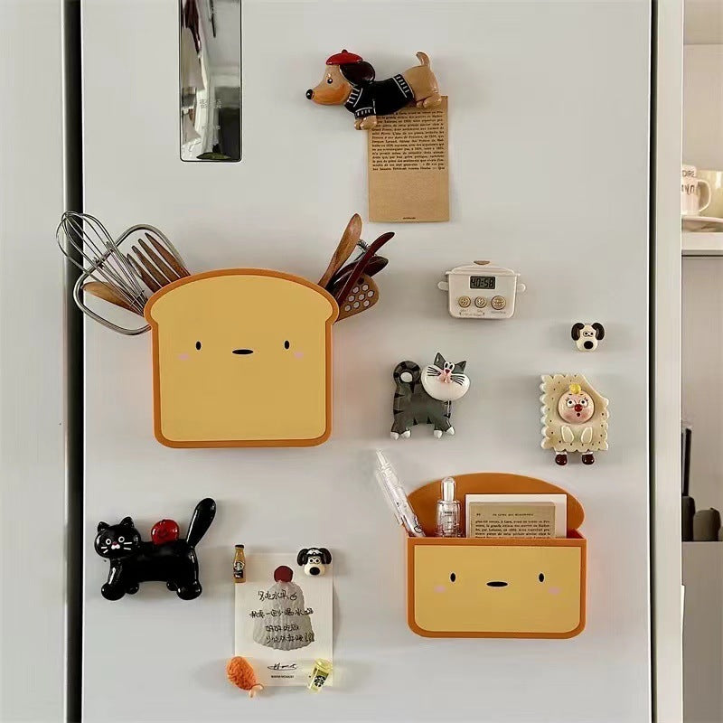 Cute Toast Refrigerator Magnetic Storage Box