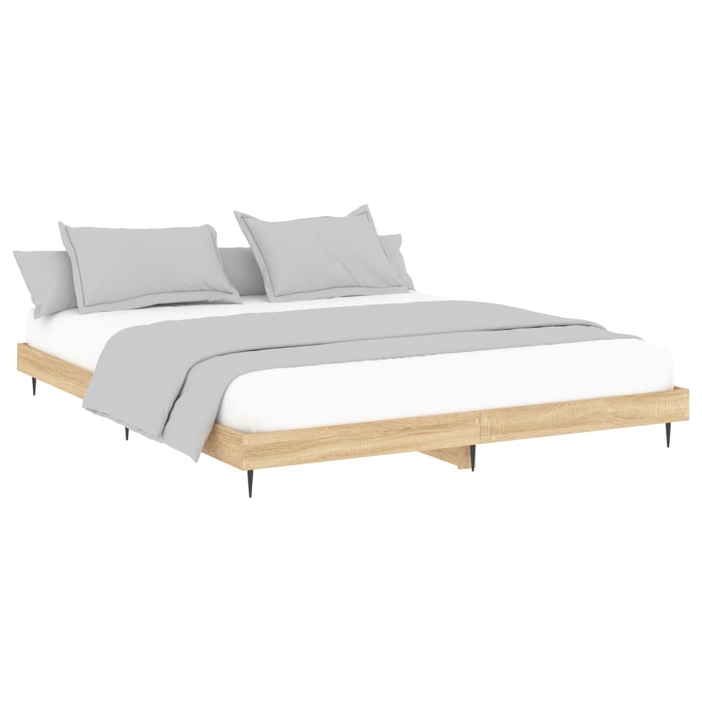 Struttura letto senza materasso in legno composito di rovere Sonoma