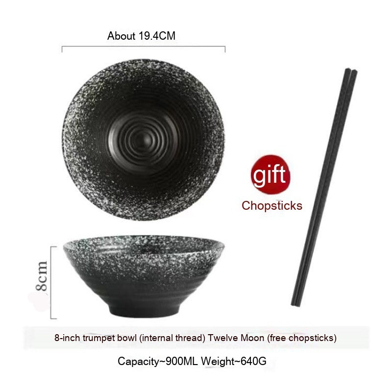 Frosted Tableware Bright Noodles Household Large Bowl Plate Ceramic