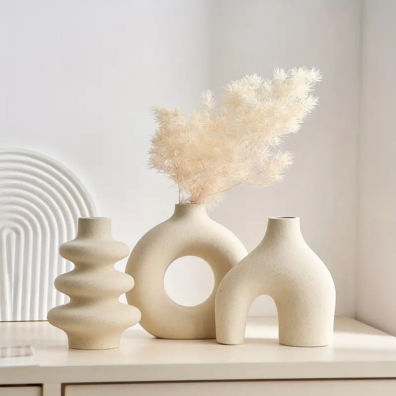 Nordic Creative Origami Vase Ins Style Dining Table Floriculture Living Room Decoration Hallway TV Wine Cabinet White Ceramic Vase