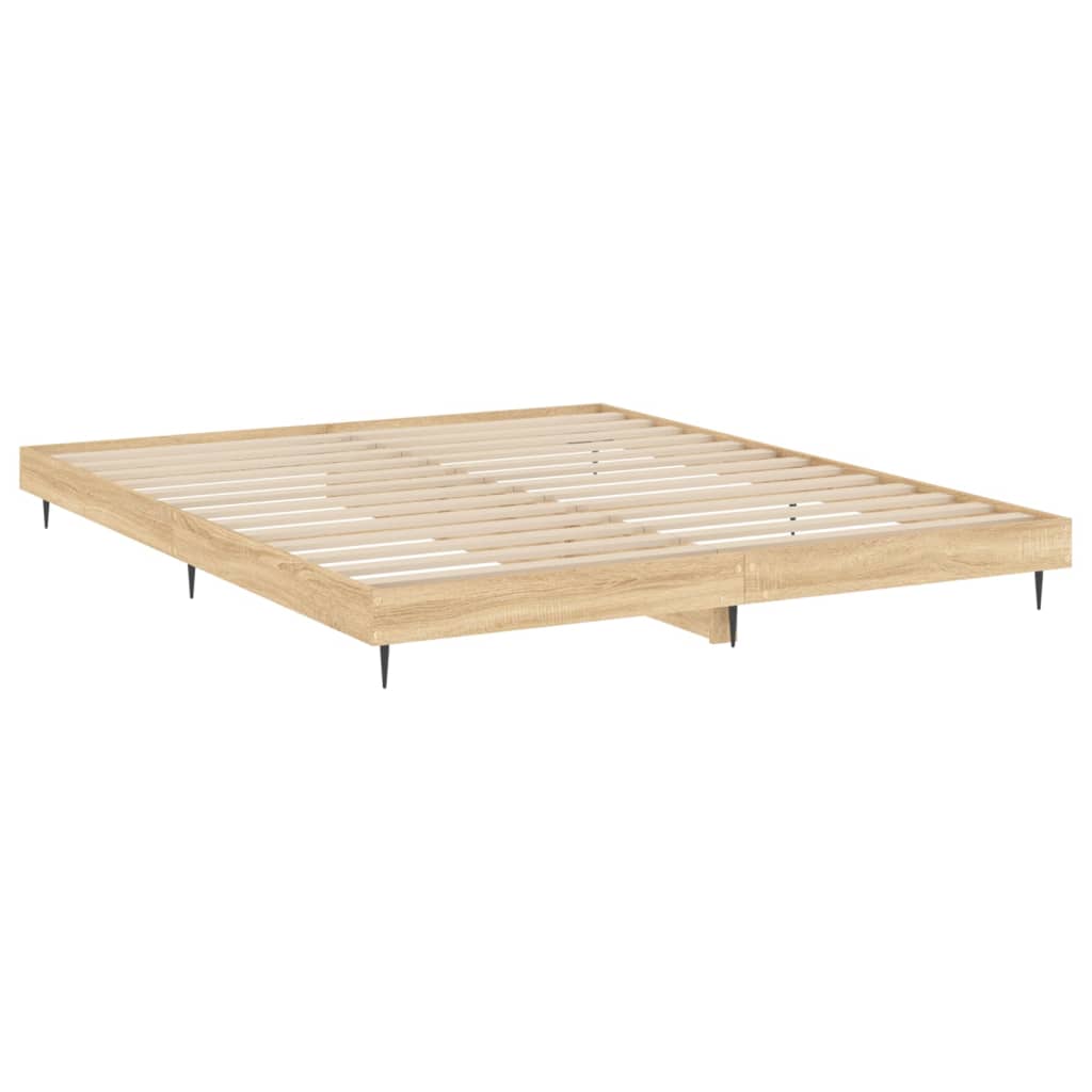 Struttura letto senza materasso in legno composito di rovere Sonoma