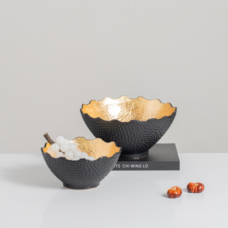 Handmade Ceramic Baking Black Hot Stamping Aluminum Storage Tray