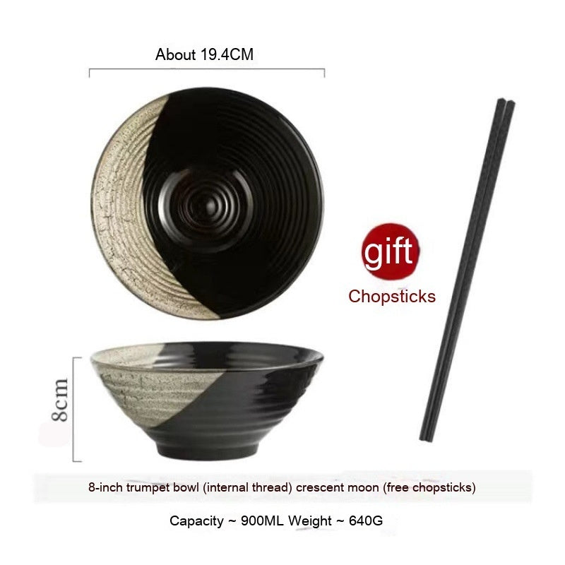 Frosted Tableware Bright Noodles Household Large Bowl Plate Ceramic