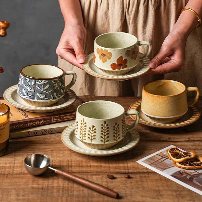 Retro Stoneware Coffee Cup Light Luxury Advanced Special-interest Design