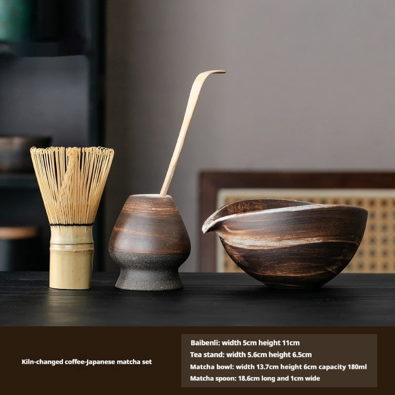 Tea Set For Making Matcha With Coarse Pottery