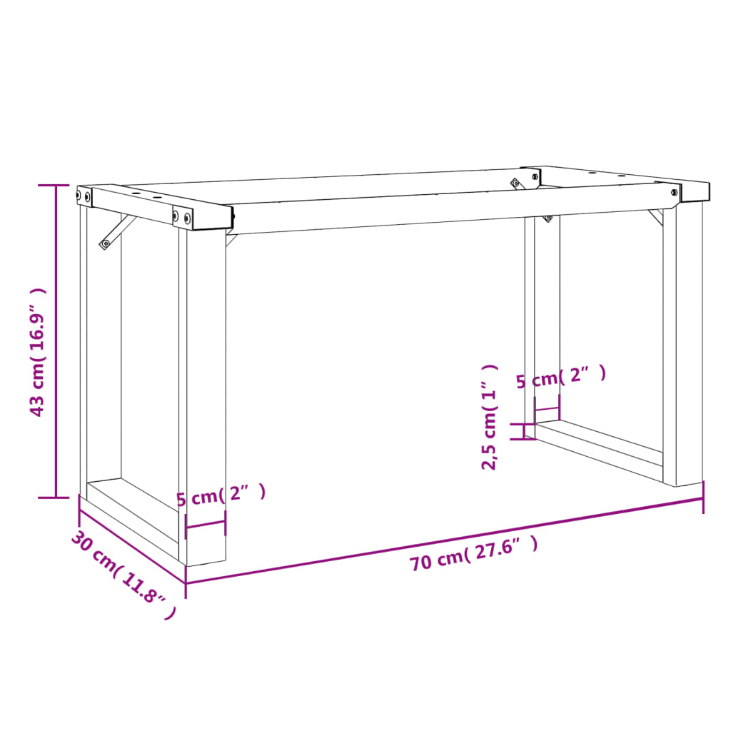 Gambe per tavolino da caffè O-Frame 70x30x43 cm Acciaio