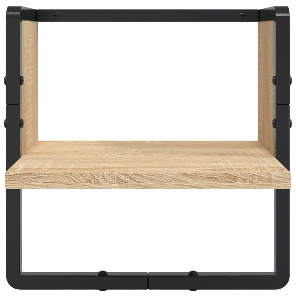 Set di 6 mensole da parete con aste, legno composito di rovere Sonoma