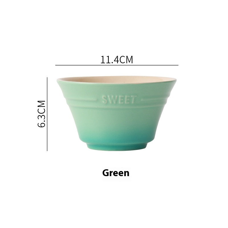 Colorful Gradient Ceramic 45-inch Bamboo Hat Rice Bowl Creative Home