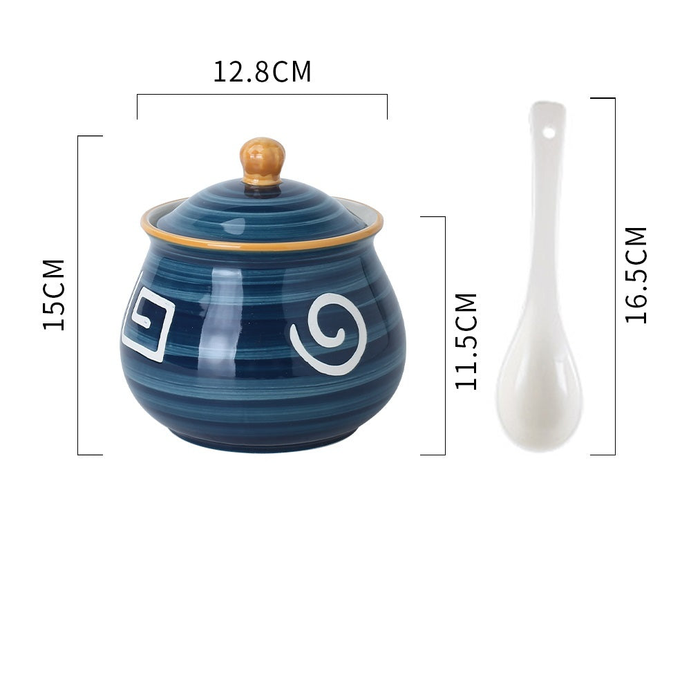 Household Kitchen Condiment Pot Ceramic Suit