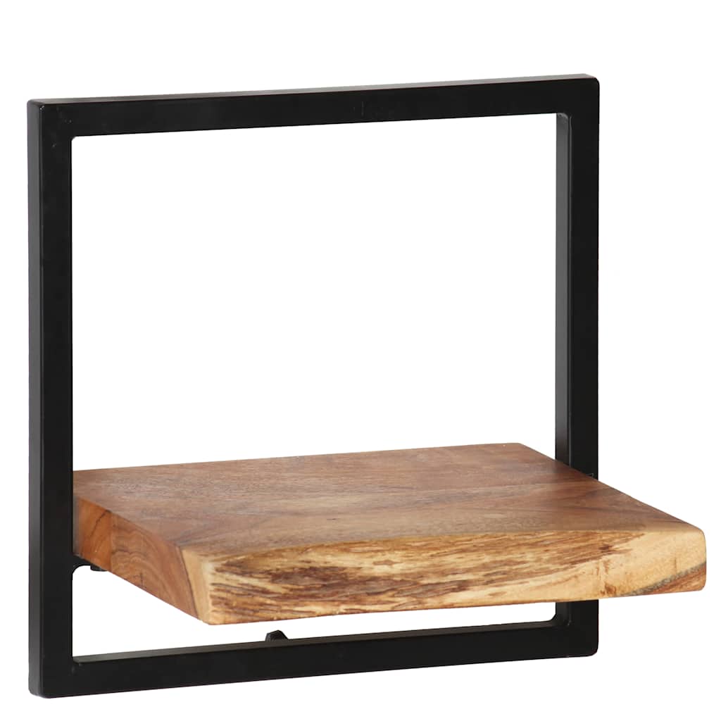 set di mensole da parete, 5 pezzi, legno massello di acacia e mensole da parete