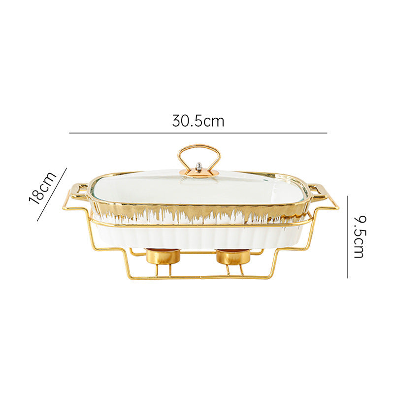 Household Creative Double-ear Square Casserole With Lid