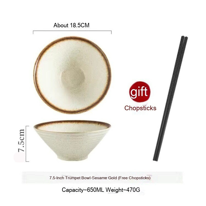 Frosted Tableware Bright Noodles Household Large Bowl Plate Ceramic