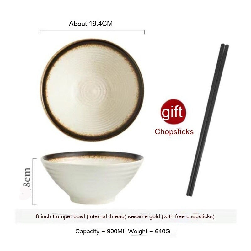 Frosted Tableware Bright Noodles Household Large Bowl Plate Ceramic