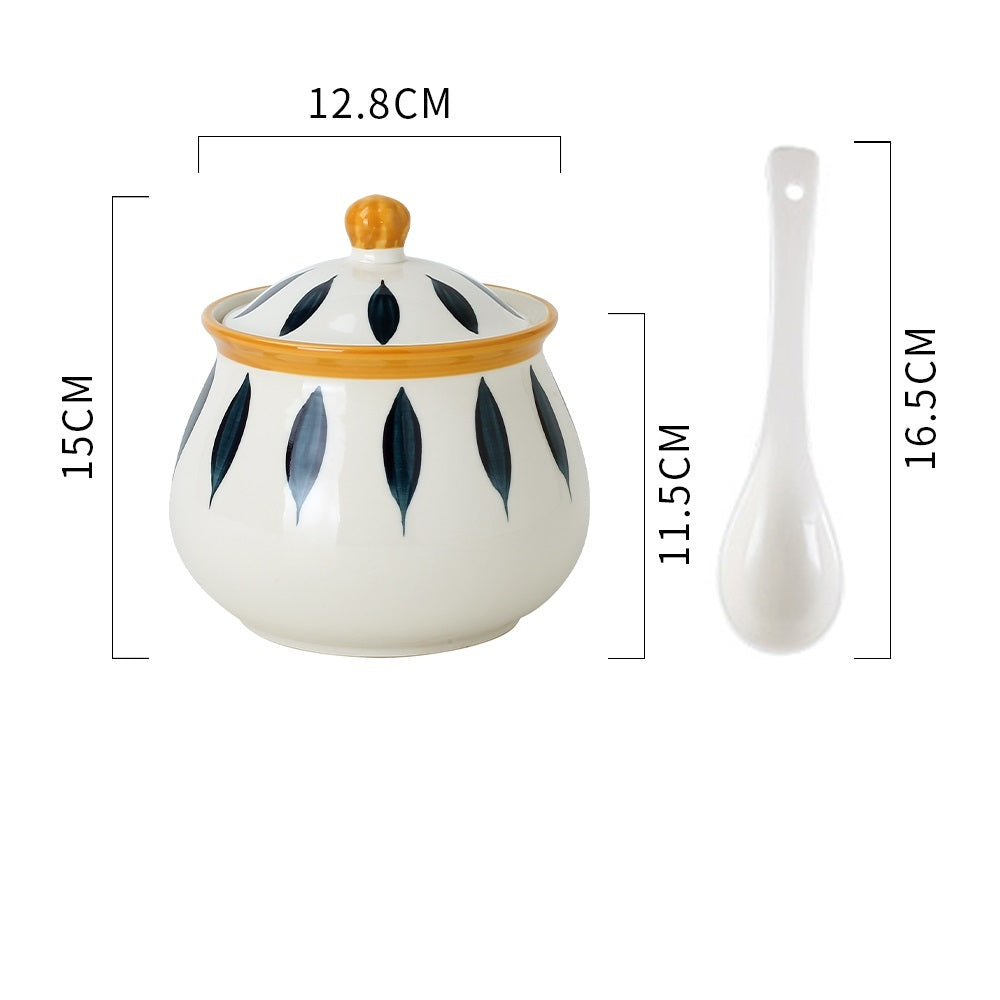 Household Kitchen Condiment Pot Ceramic Suit