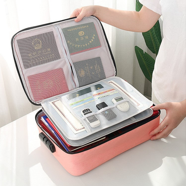 Multi-functional Travel Storage Bag, Cationic Waterproof Organizing Zipper Bag, File And Passport Storage Bag With Combination Lock