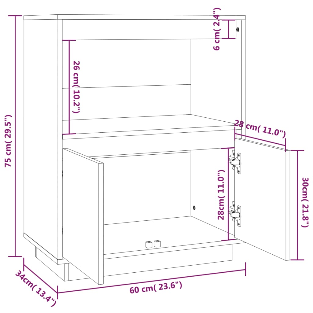 Credenza 60x Credenza in legno massello di pino 60x