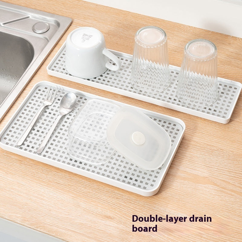 Double-layer Drain Tray Cup Holder Mat Household Storage Box Storage Rack