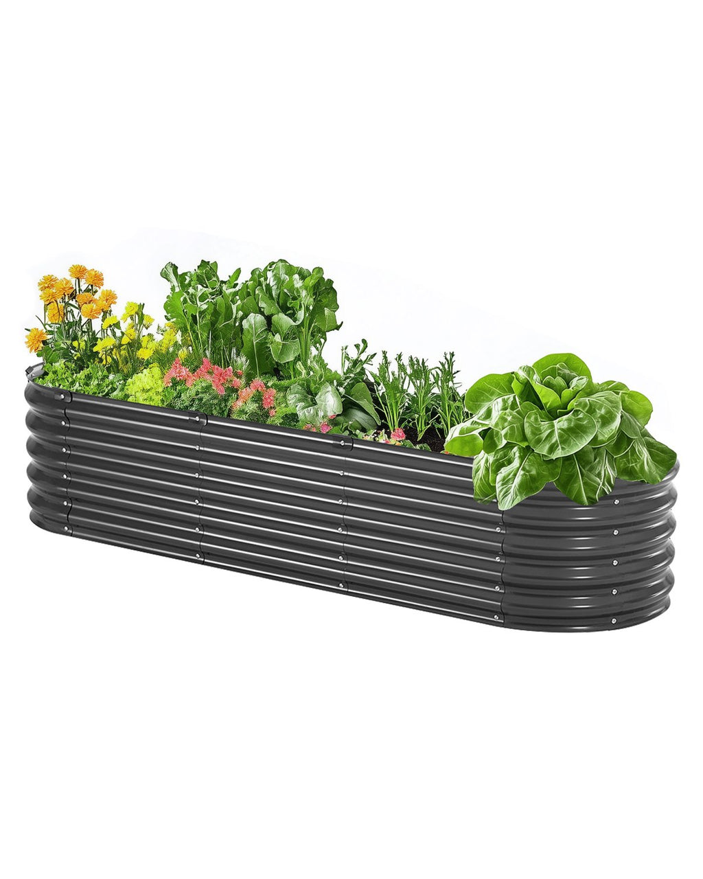 Hochbeet Aus Metall, 1190x595x420mm, Verzinkter Pflanzkasten Für Den Außenbereich, Offener Boden, Pflanzbeet, Blumenbeet Für Den Anbau Von Gemüse, Blumen, Kräutern und Sukkulenten, Dunkelgrau