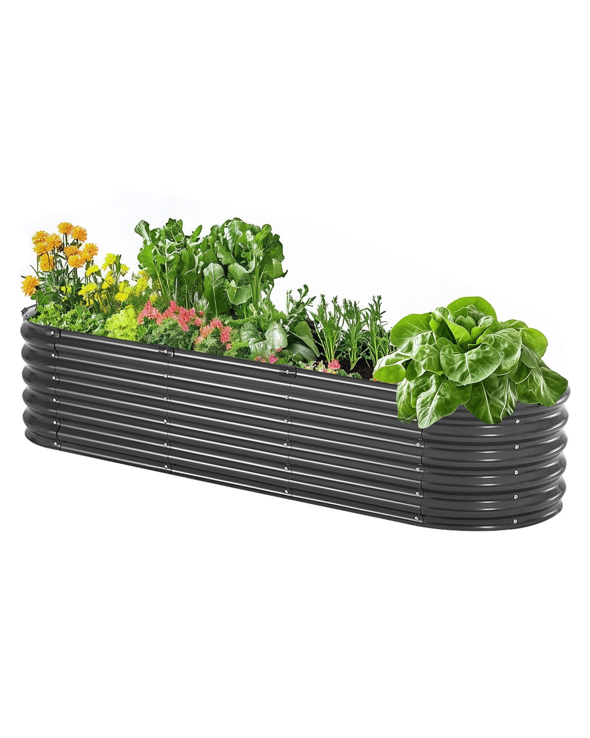 Hochbeet Aus Metall, 1190x595x420mm, Verzinkter Pflanzkasten Für Den Außenbereich, Offener Boden, Pflanzbeet, Blumenbeet Für Den Anbau Von Gemüse, Blumen, Kräutern und Sukkulenten, Dunkelgrau