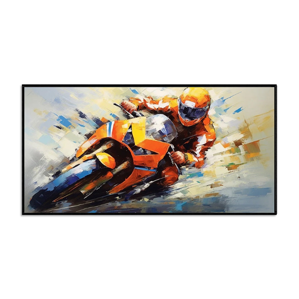Handmade Oil Painting Canvas Wall Art Decoration Motorcycle Sports Picture For Boy Girl Club Decoration Gifts Decor No Framed