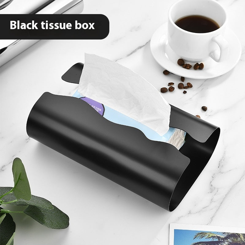Stainless Steel Curved Creative Desktop Punch-free Paper Towel Storage Box