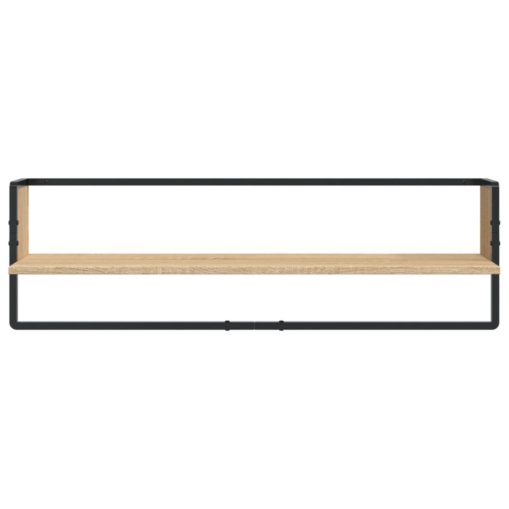 Set di 6 mensole da parete con aste, legno composito di rovere Sonoma