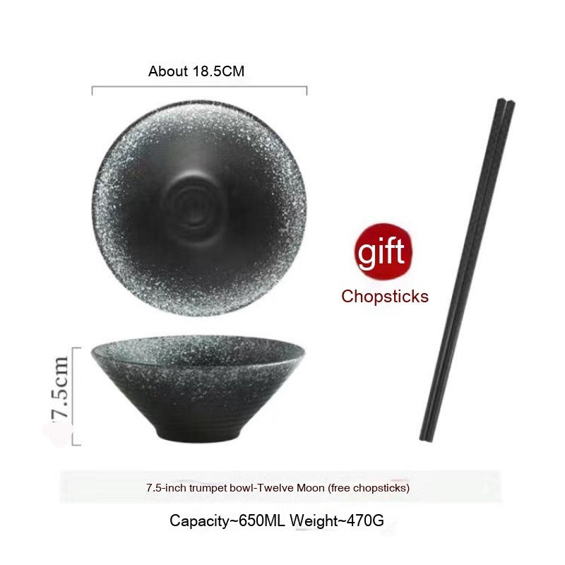 Frosted Tableware Bright Noodles Household Large Bowl Plate Ceramic