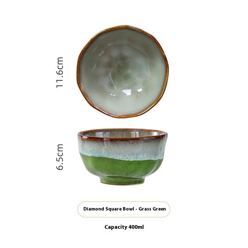 Household Bowl Dish & Plate Ceramic Fambe Tableware